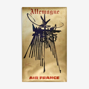 Affiche original Air France Allemagne par Georges Mathieu - Petit Format - On linen