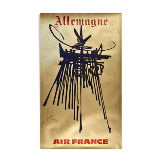 Original Air France Germany poster by Georges Mathieu - Small Format - On linen