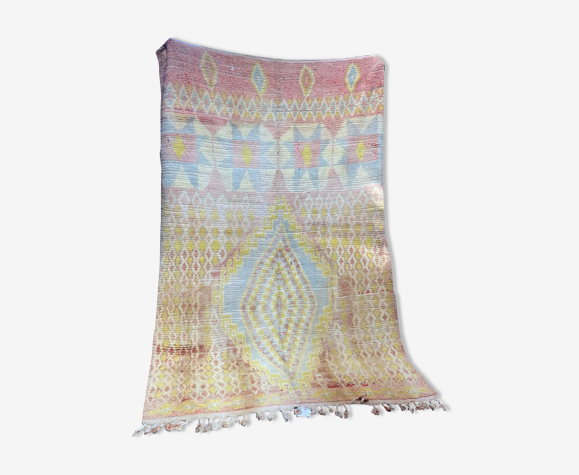 Tapis berbere beni ouarain a poil ras vintage 155x230 cm