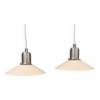 Two TIP-TOP 2 hanging lamps, designed by Jørgen Gammelgaard in the original white colour.