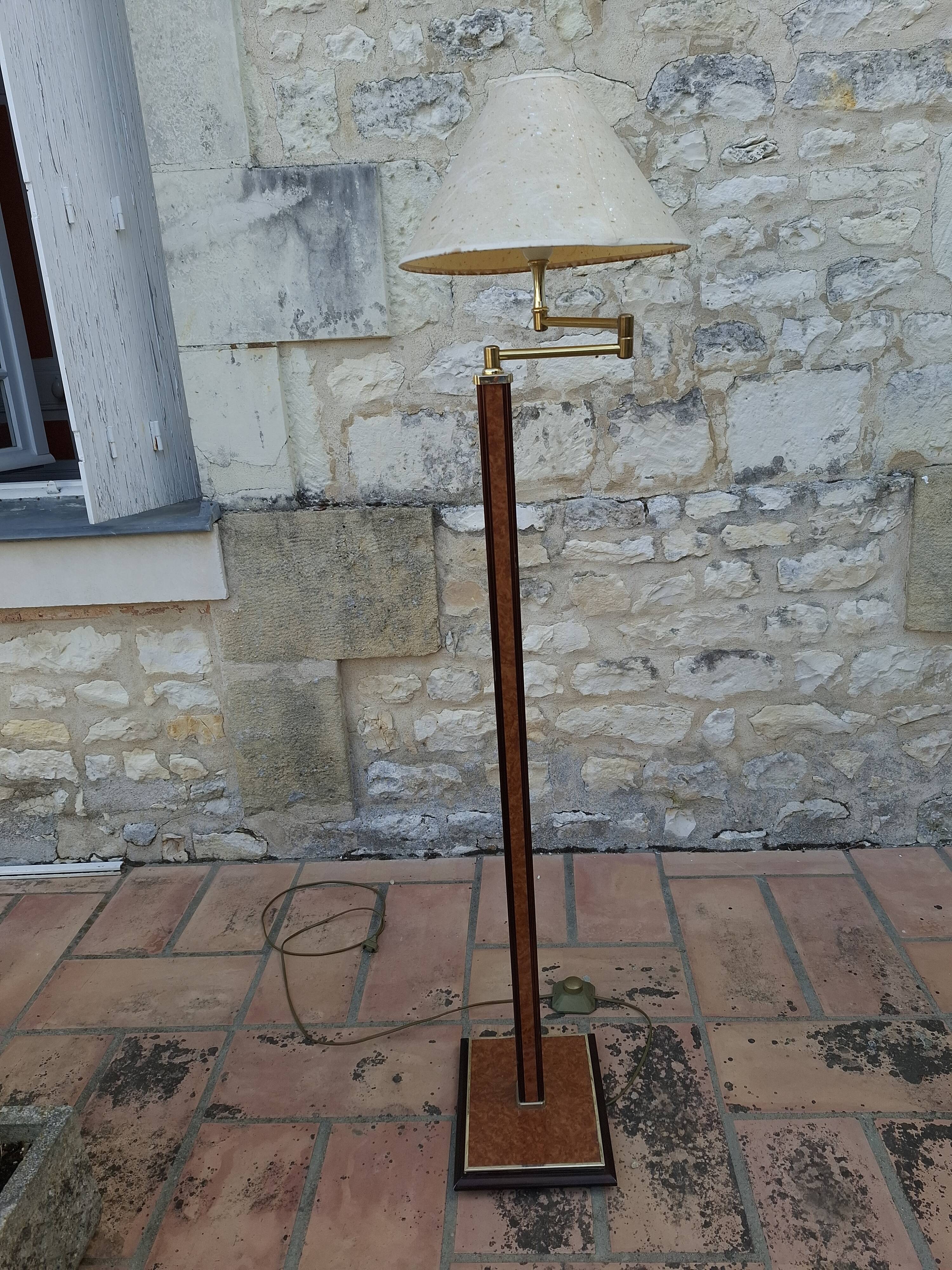 Floor lamp, vintage 80's reading light in elm burrier style, designed by robert de schuytener