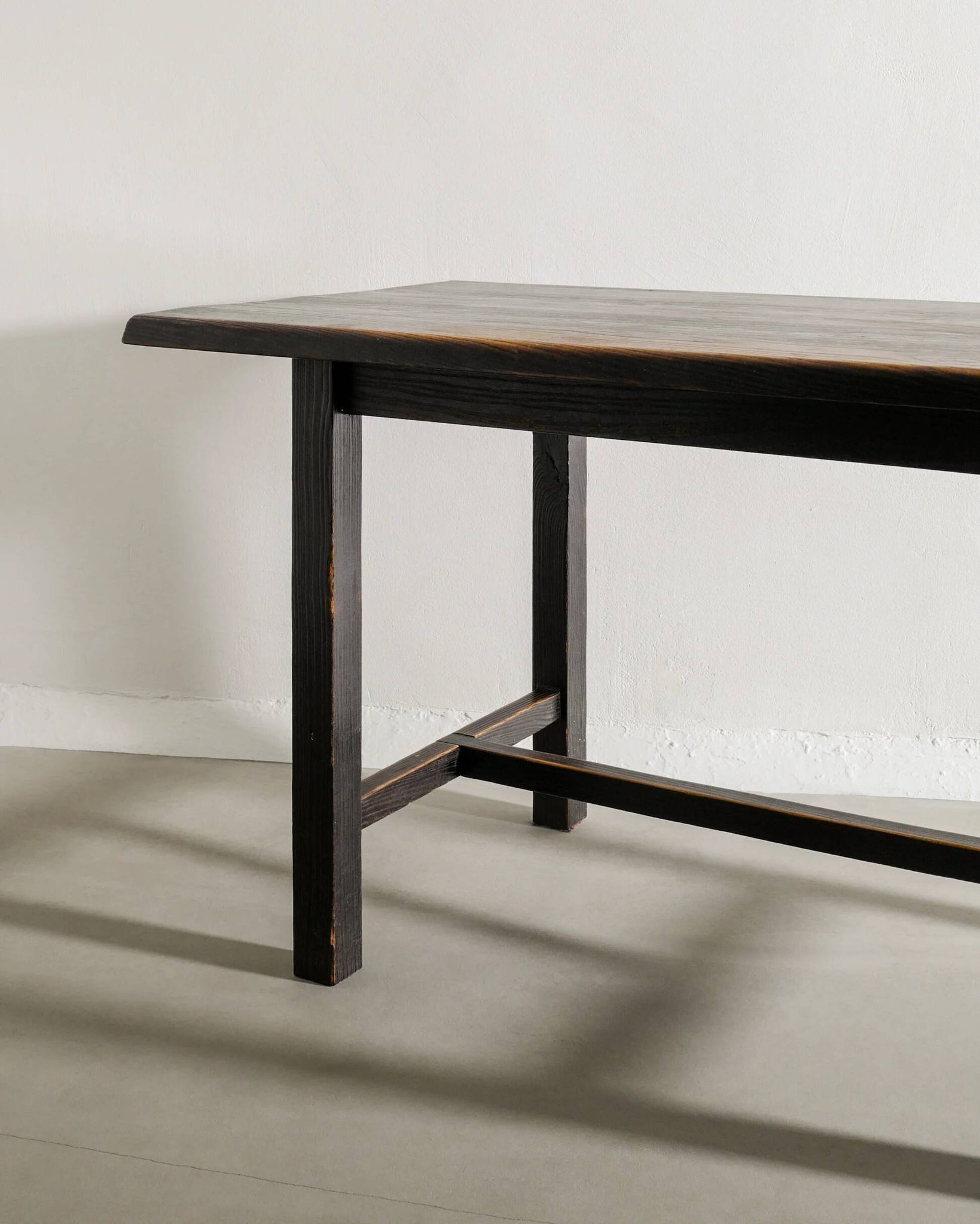 French Mid Century Black Wooden Ebonized Cabin Dining Set, 1950s