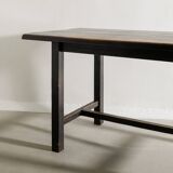 French Mid Century Black Wooden Ebonized Cabin Dining Set, 1950s