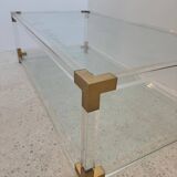 Table basse en plexiglas, laiton et verre, 1970