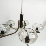 See Delmas chandelier, 5 branches, black and gold, transparent glass, 1960