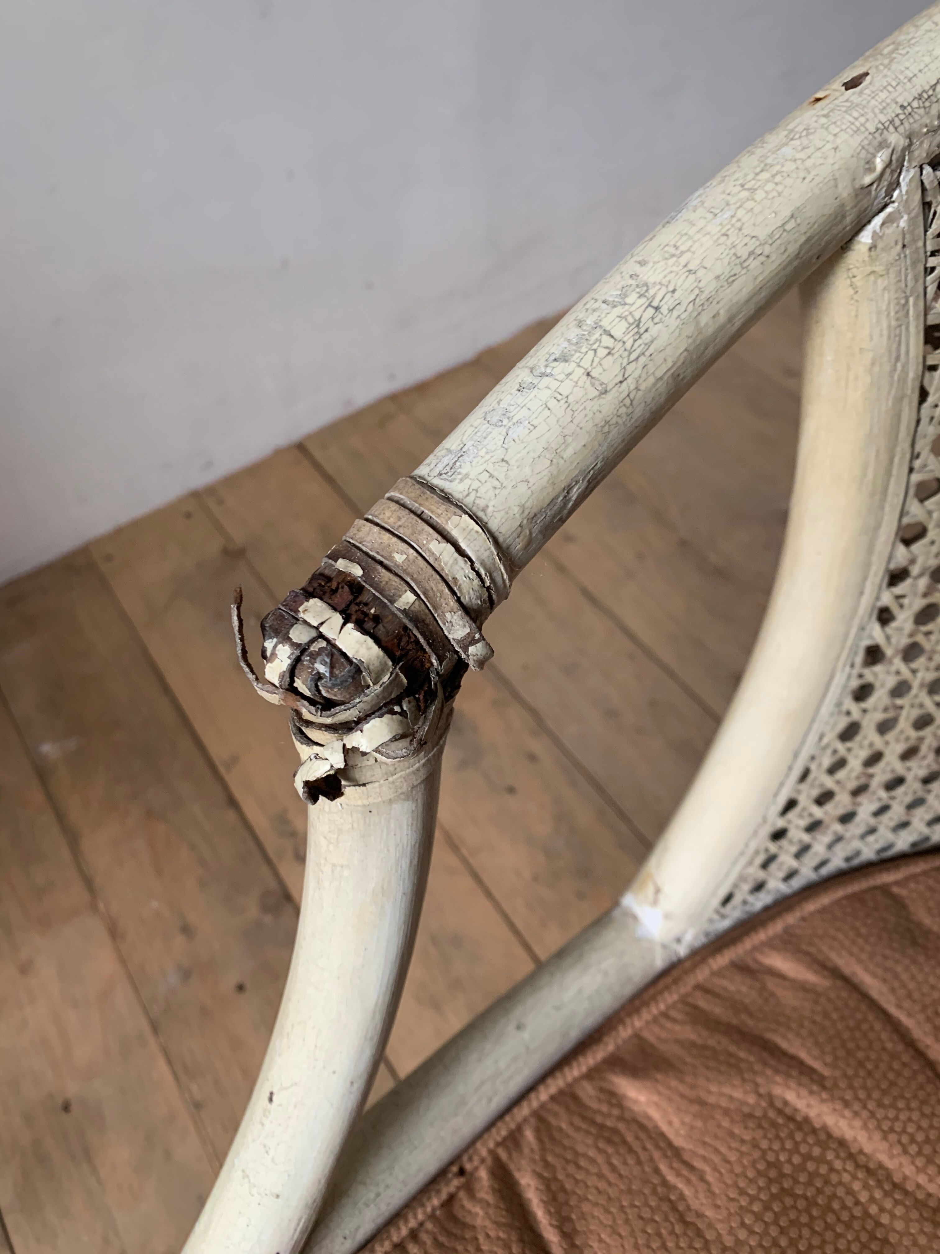 Rattan and canning armchair