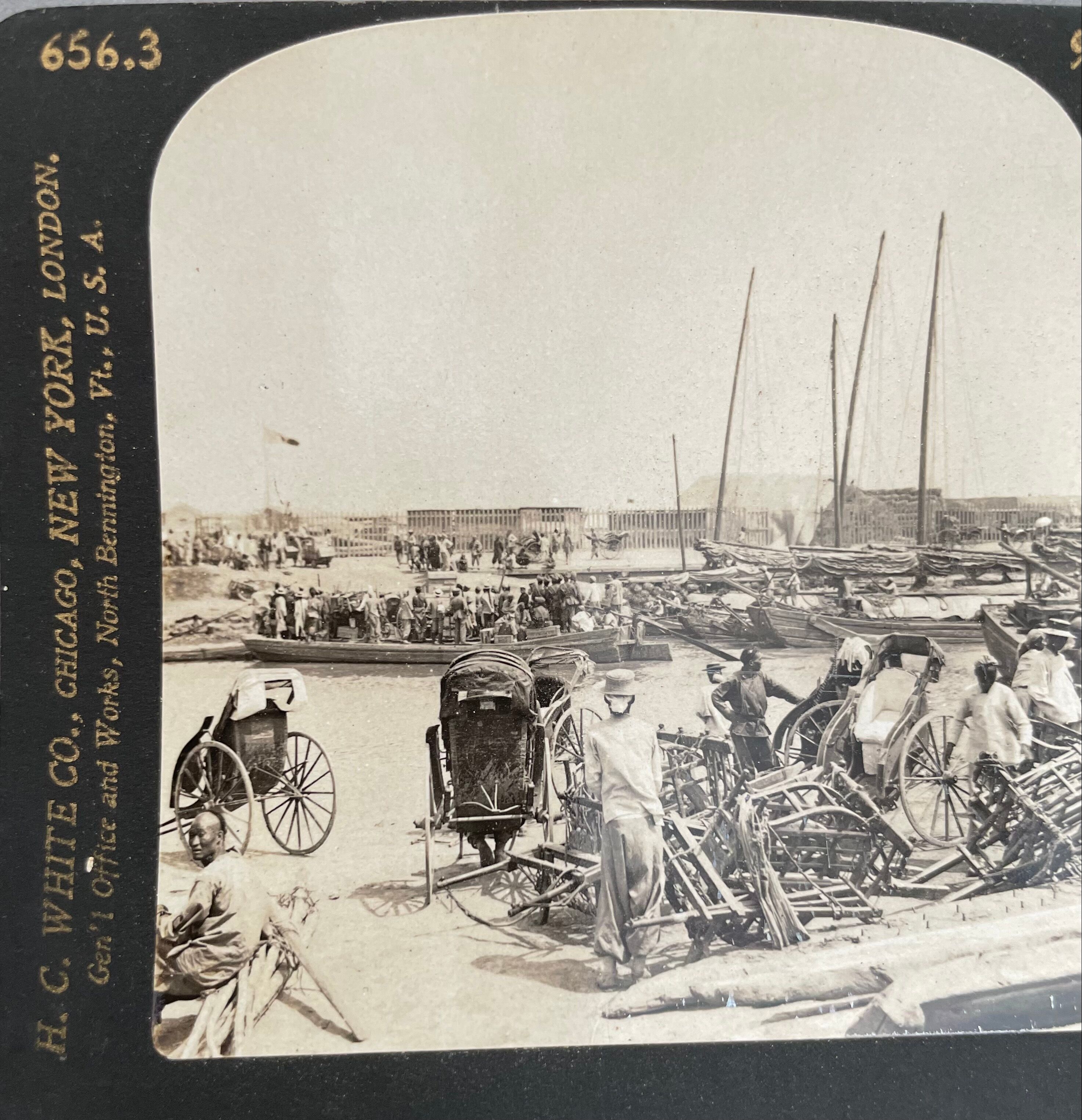 Old photography stereo, stereograph, luxury albumine 1903 Pei Ho River, China