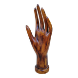 Carved wooden ring holder signed 70s