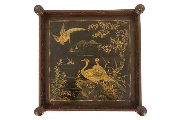 Small serving table with Japonese lacquer decoration. Napoleon III period.