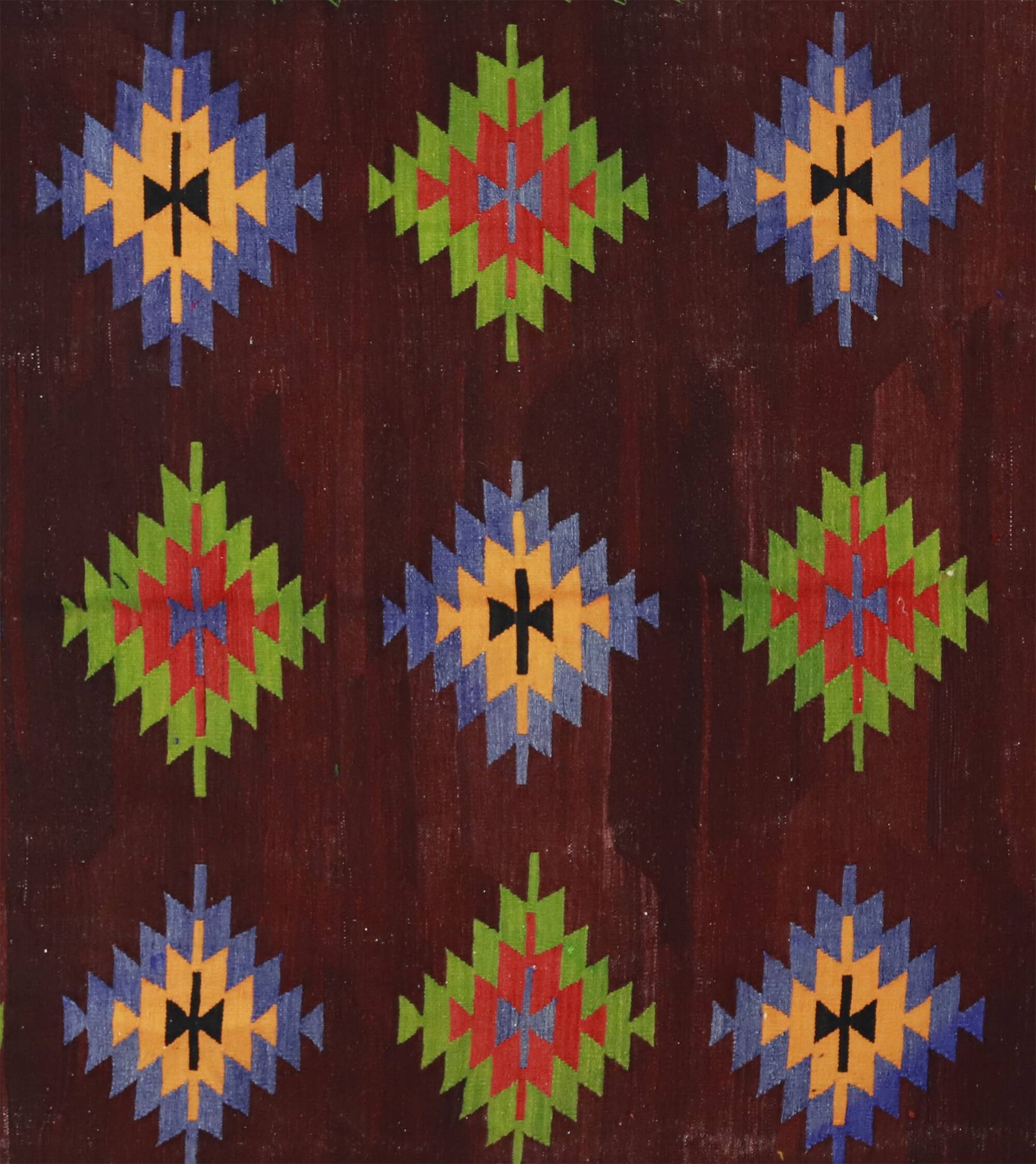 Turkish Kilim Yuruk Vintage 175x315 cm Geometric Red Green Purple