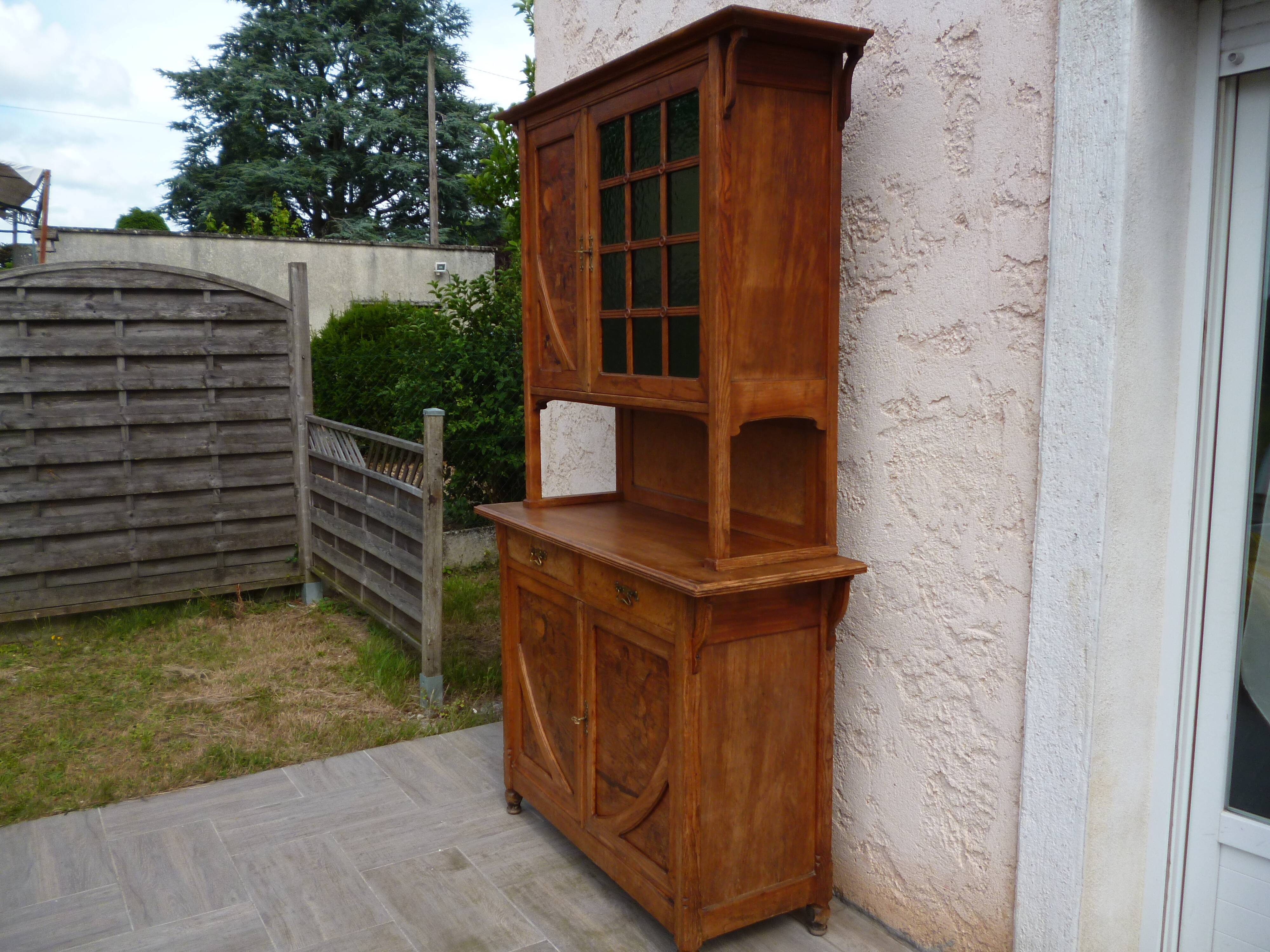 Two-body Art Nouveau buffet with Marquetry