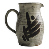 Handcrafted ceramic pitcher, glazed stoneware with abstract decor