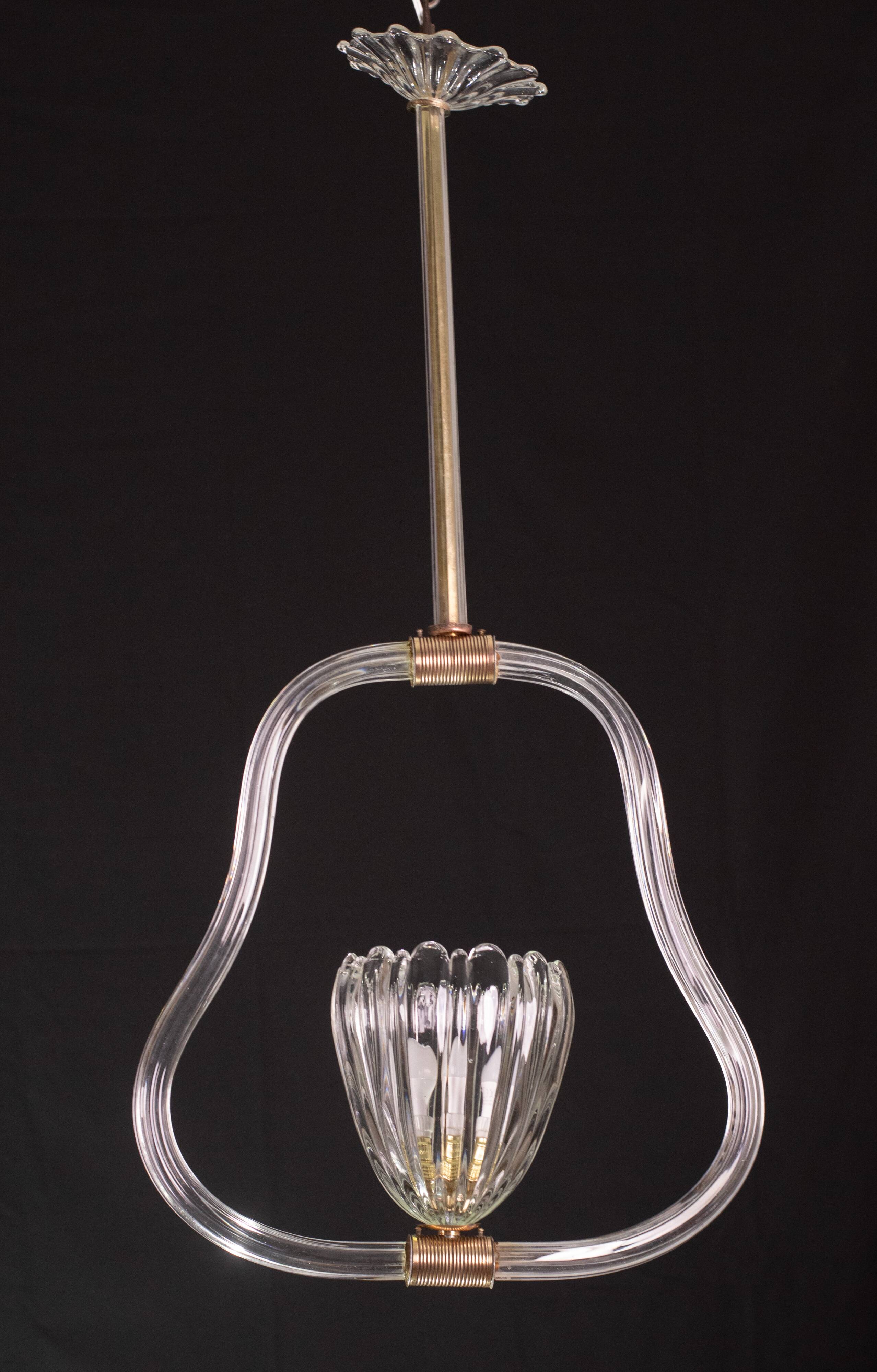 Charming Art Decò Barovier and Toso Chandelier, 1940s