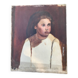 Portrait oil on old canvas