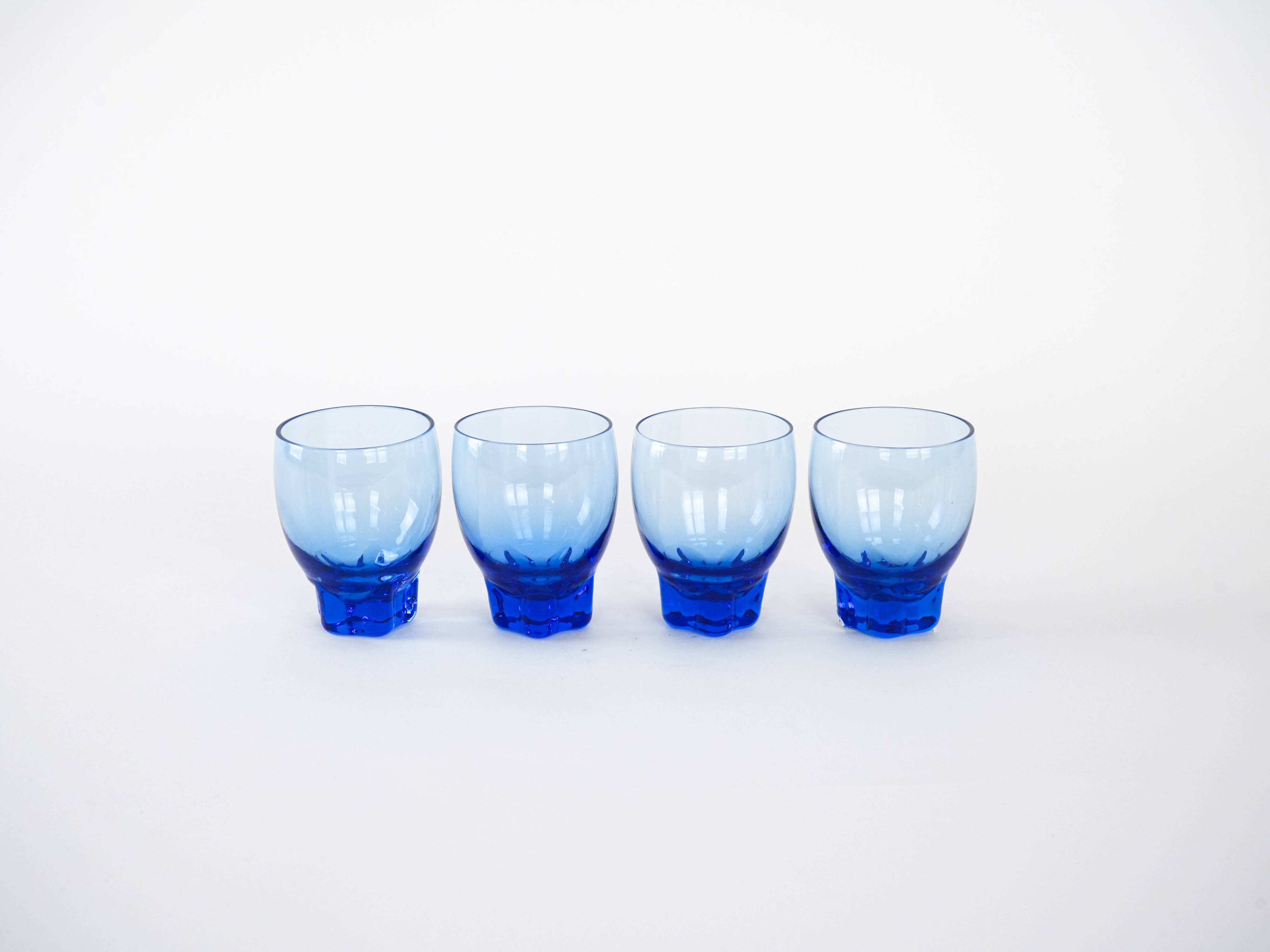 Set of cobalt glasses, Danish design, 1970s, manufactured in Denmark