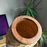 Wicker pot cache and wood
