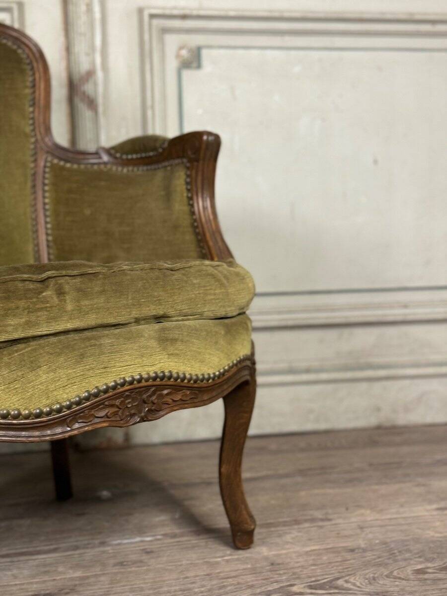 Pair of louis xv style armchairs in carved beech around 1920