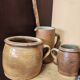 Set of 3 pieces of antique rustic French stoneware ceramic.