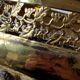 Old golden metal planter