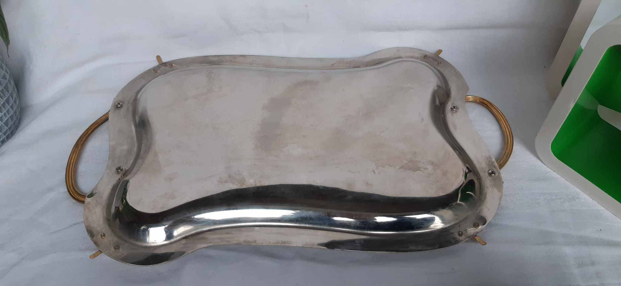 silver brass tray retro 1960s