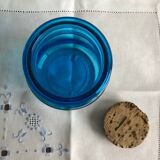 Blue glass jar with Henkel cork stopper - vintage