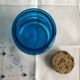 Blue glass jar with Henkel cork stopper - vintage