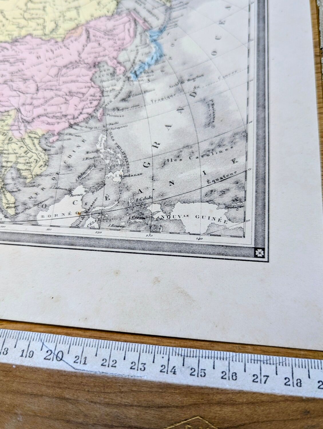 Asia, antique map, printed in 1852. Authentic.