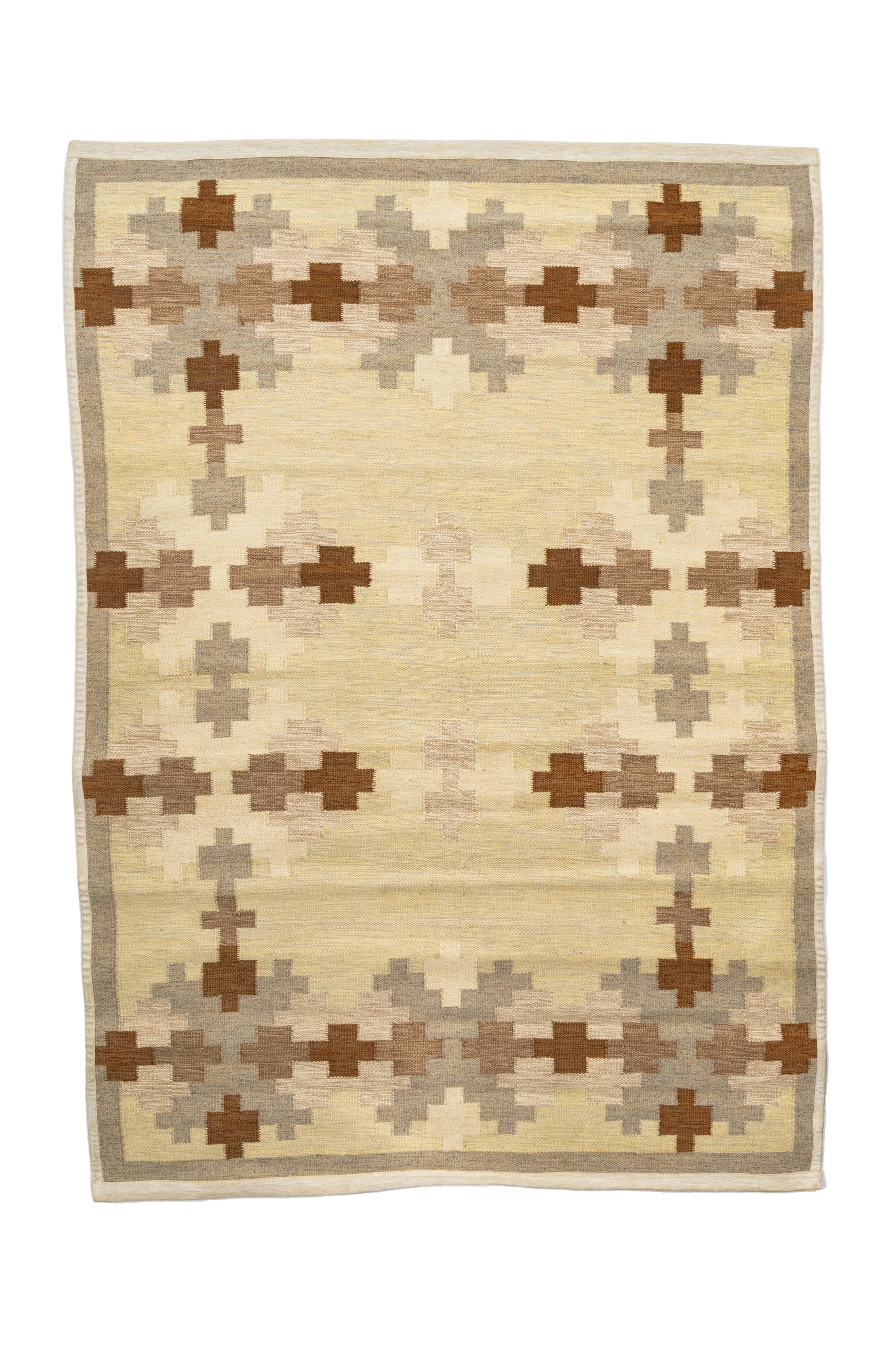 Scandinavian mid century style flat weave rug. Swedish rug/Flat weave rug