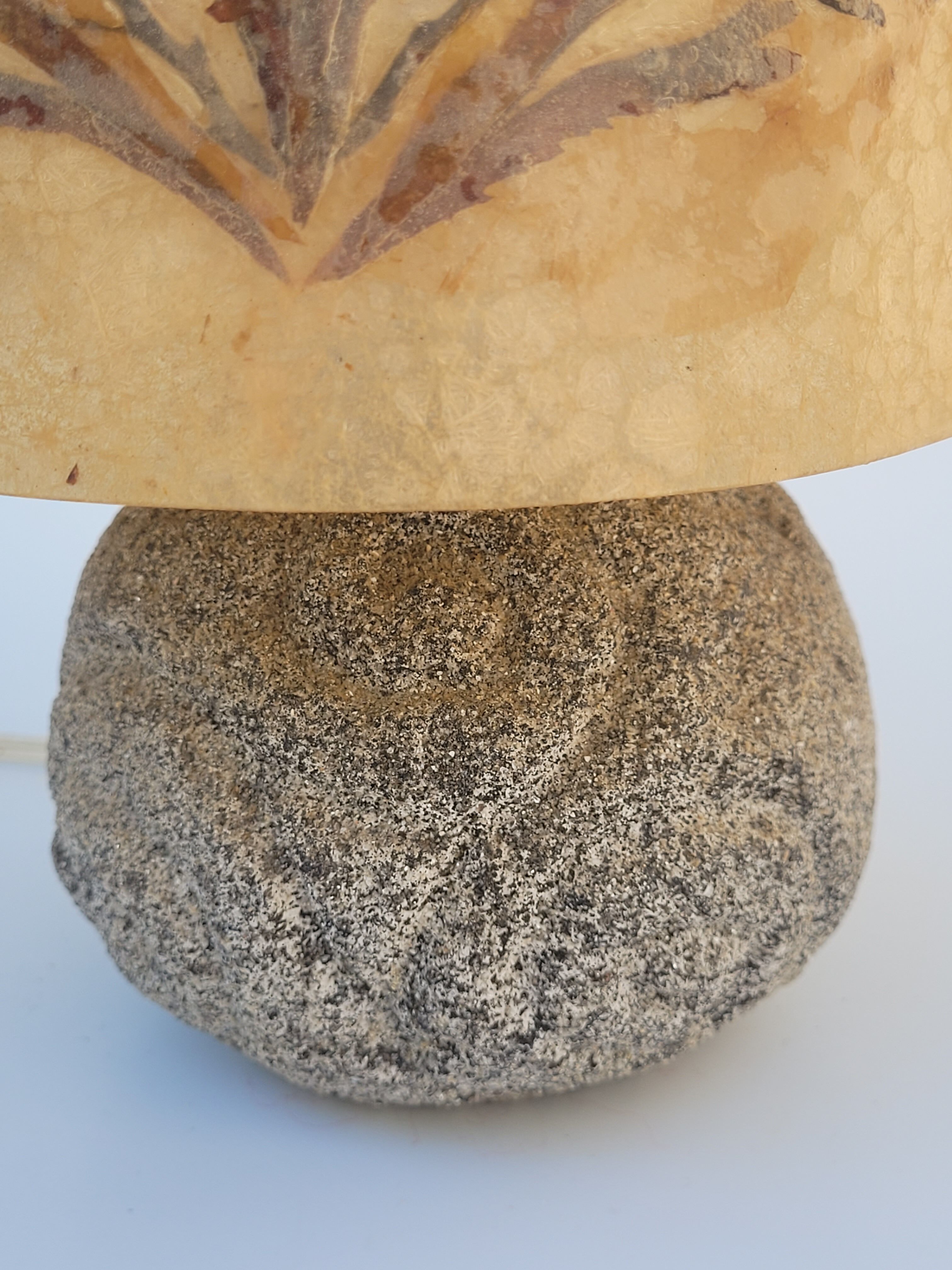 Granite lamp with triskell grave lampshade resin inclusion flowers 1960