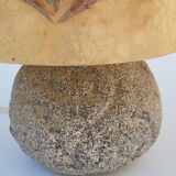 Granite lamp with triskell grave lampshade resin inclusion flowers 1960