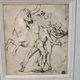 Framed drawing after an old master – Study of horses and male figures