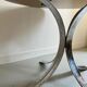 Dining table tulip metal and smoked glass 1970