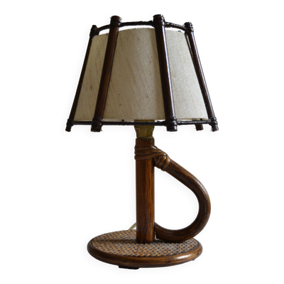 Lampe chevet bambou rotin Louis Sognot 1960 mid century no audoux minet