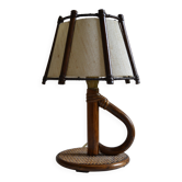 Lampe chevet bambou rotin Louis Sognot 1960 mid century no audoux minet