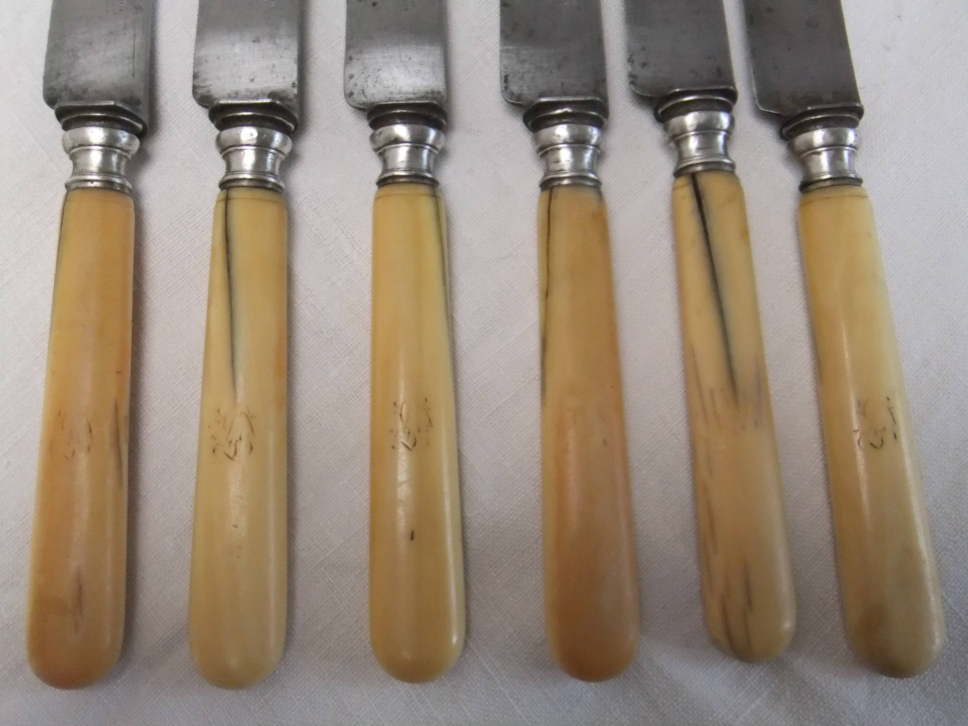 Old cutlery table knives Touron Edme Parisot