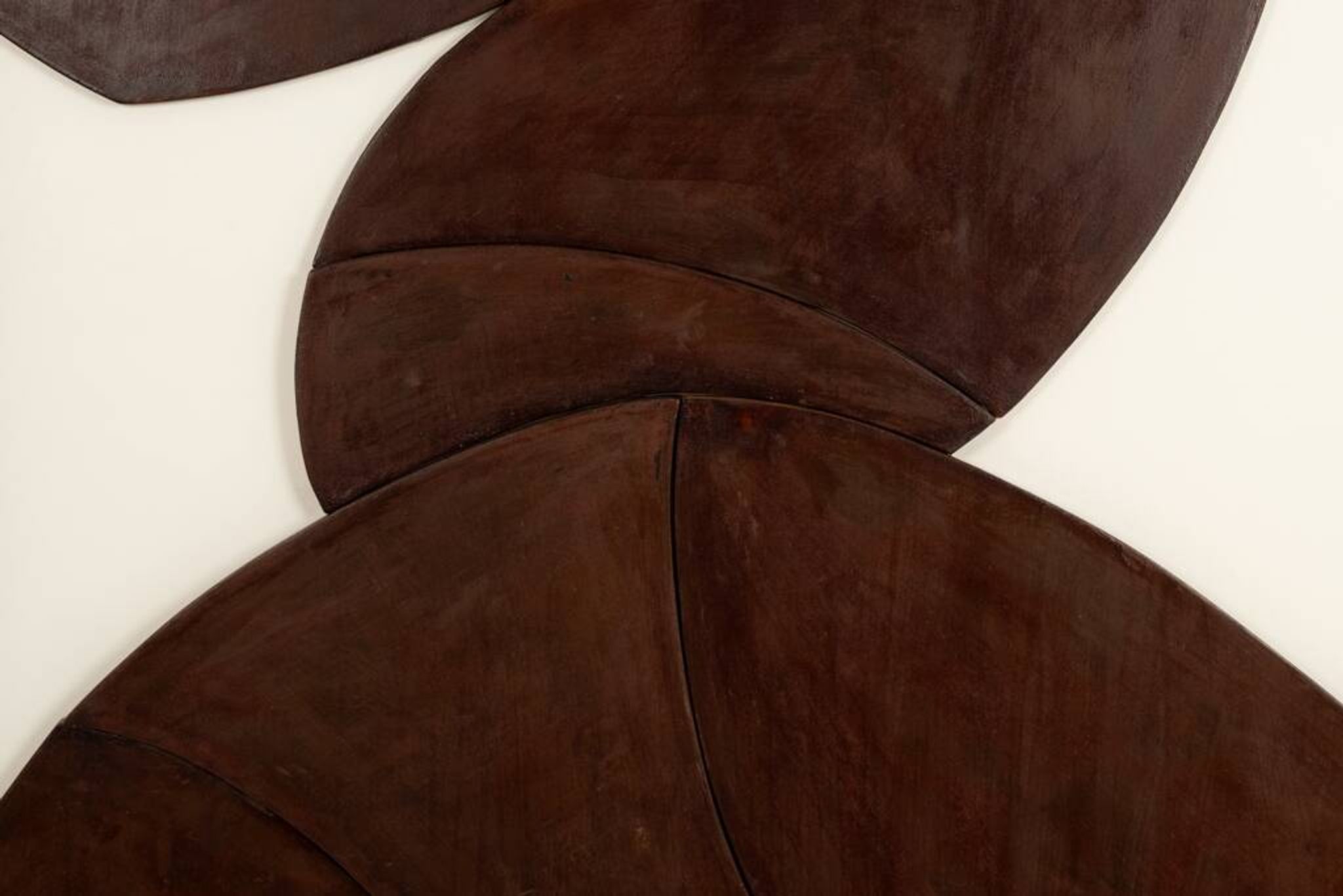 Relief panel "The Twins" in patinated wood. Contemporary.