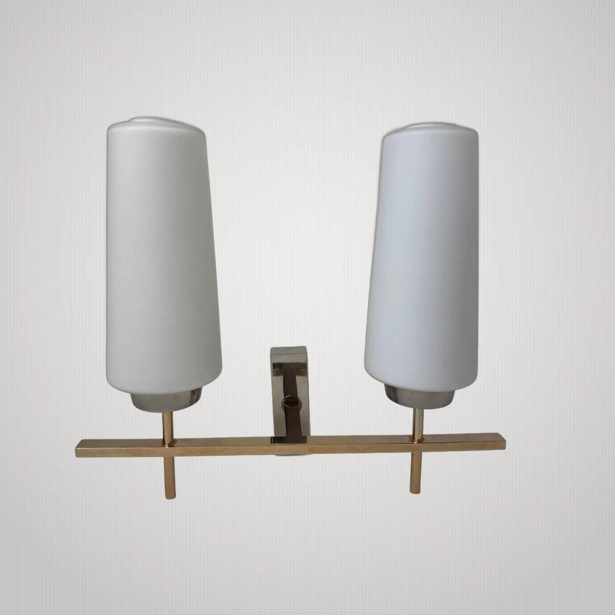 Vintage old french double wall light "maison arlus" 1950
