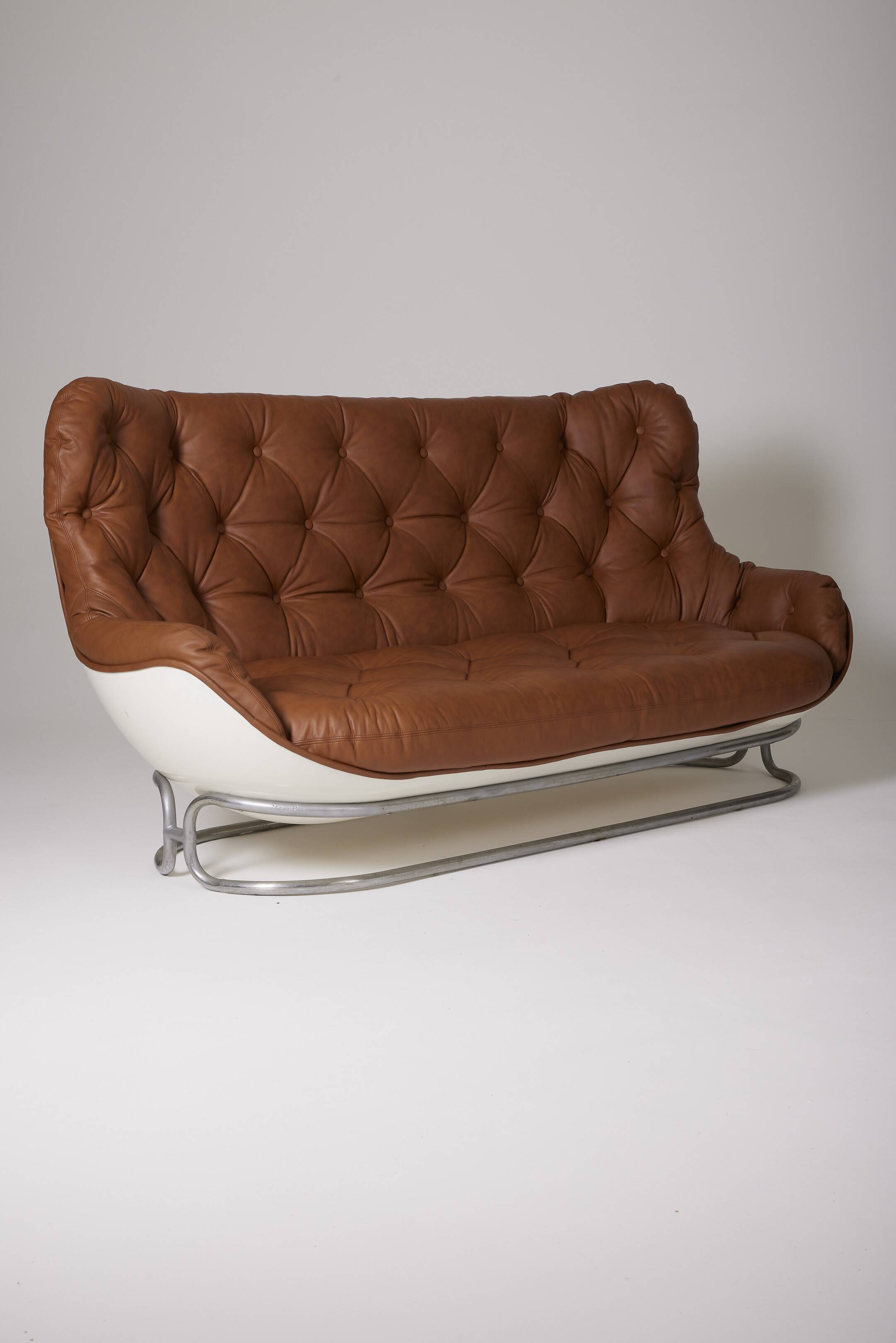 Michel Cadestin karate leather sofa, 1970s