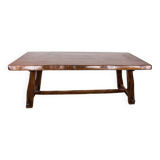 Dining room table, Brutalist style, solid elm, O. Hanninen style