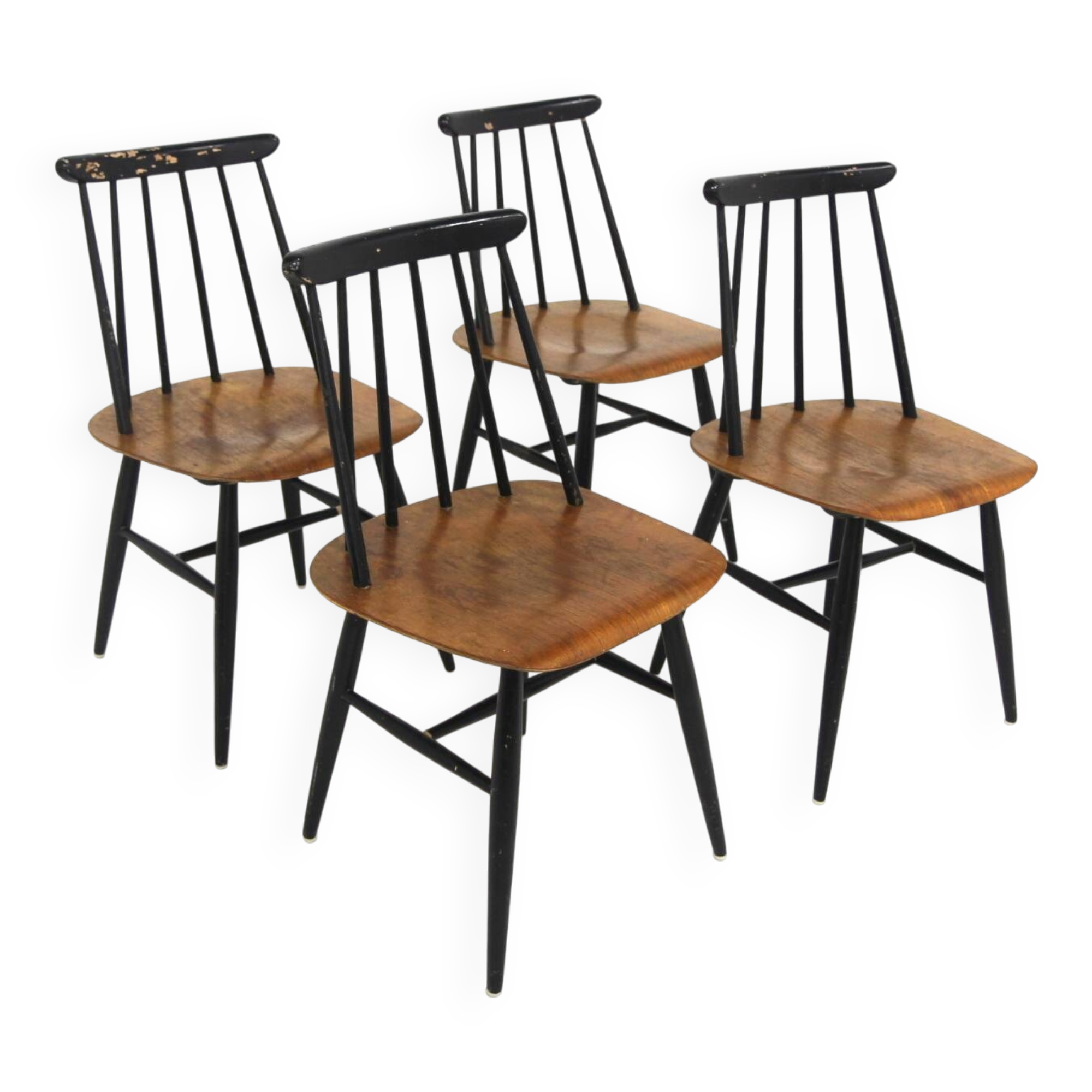 Set de 4 chaises "Fanett" en teck par Ilmari Tapiovaara, Suède, 1960