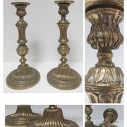 Pair of candle holders torches gilded bronze patinated style louis xvi period 19th century