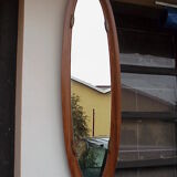 Design mirror with frame in teak, 50s - 140x30cm