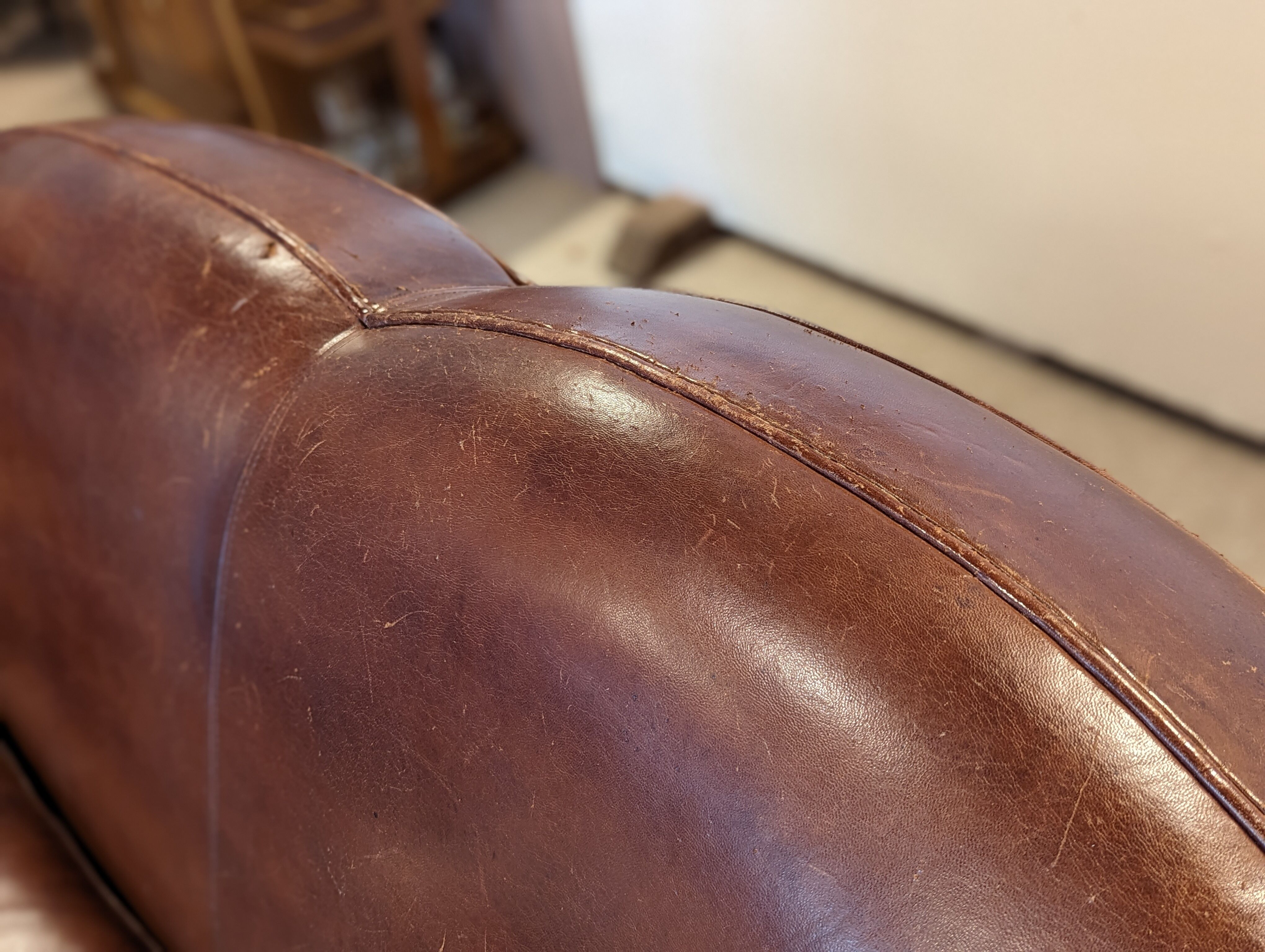 Leather club 3 places sofa 50s