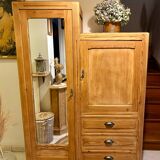 Asymmetrical raw wood wardrobe