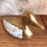 Brass duck and mother-of-pearl 70s