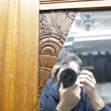 Art Deco carved oak wardrobe - Flemish workshop circa 1930