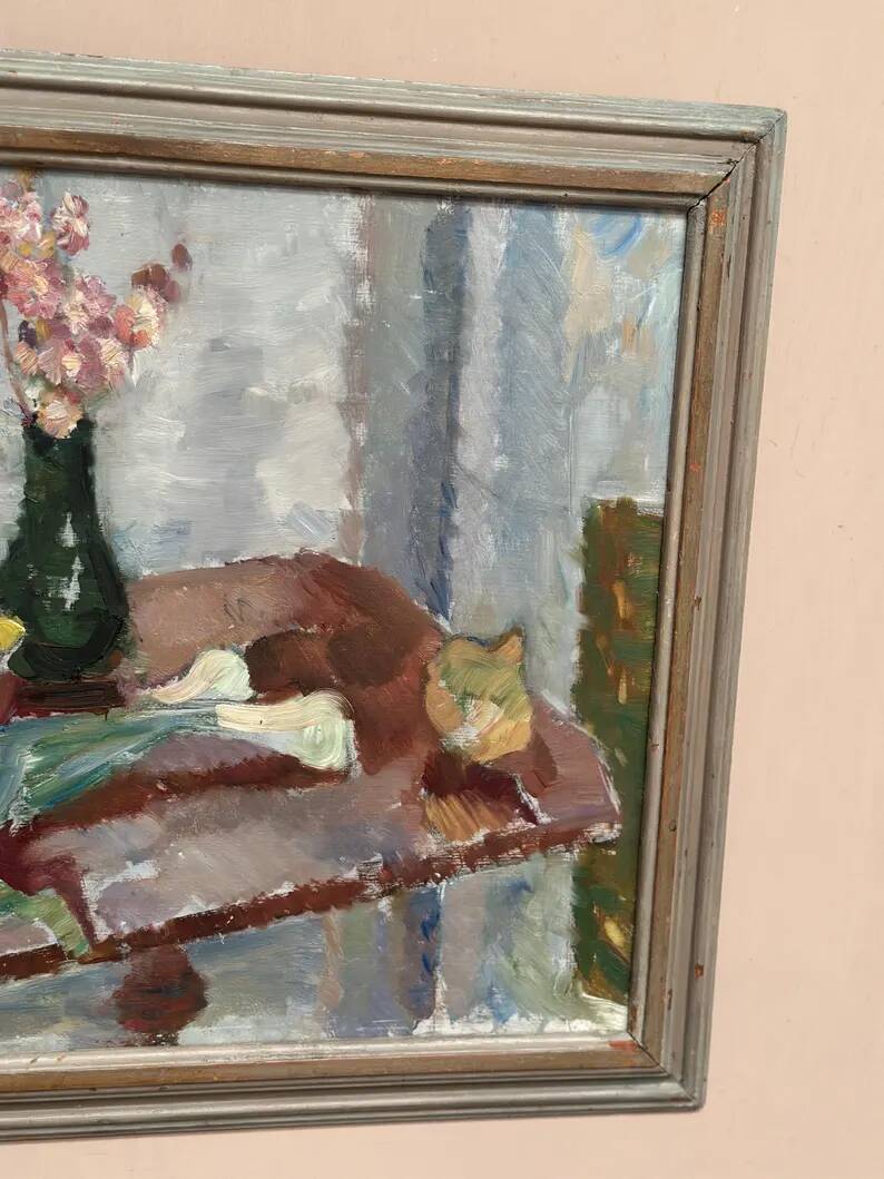Original Swedish Oil on Panel – "Vase and Vegetables" by Arne Kilsby – Signed – Vintage and Framed – 54 × 46 cm (21.3" × 18.1")