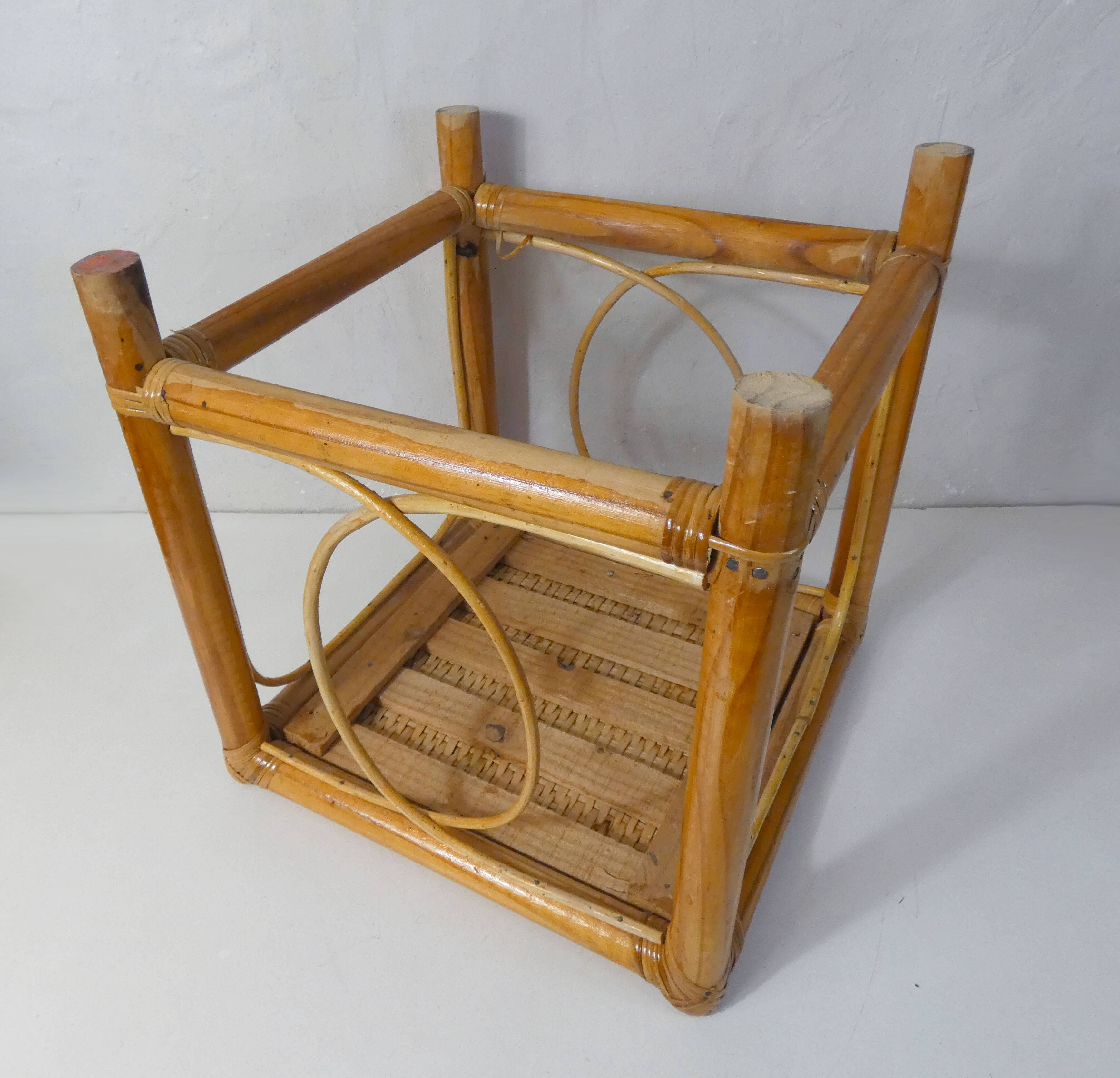 Vintage rattan sofa side table