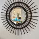 Vintage sun mirror in 60s dark rattan 56cm