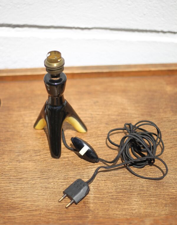Lampe à poser céramique tripode, lampe de chevet, lampe d'appoint, 50's